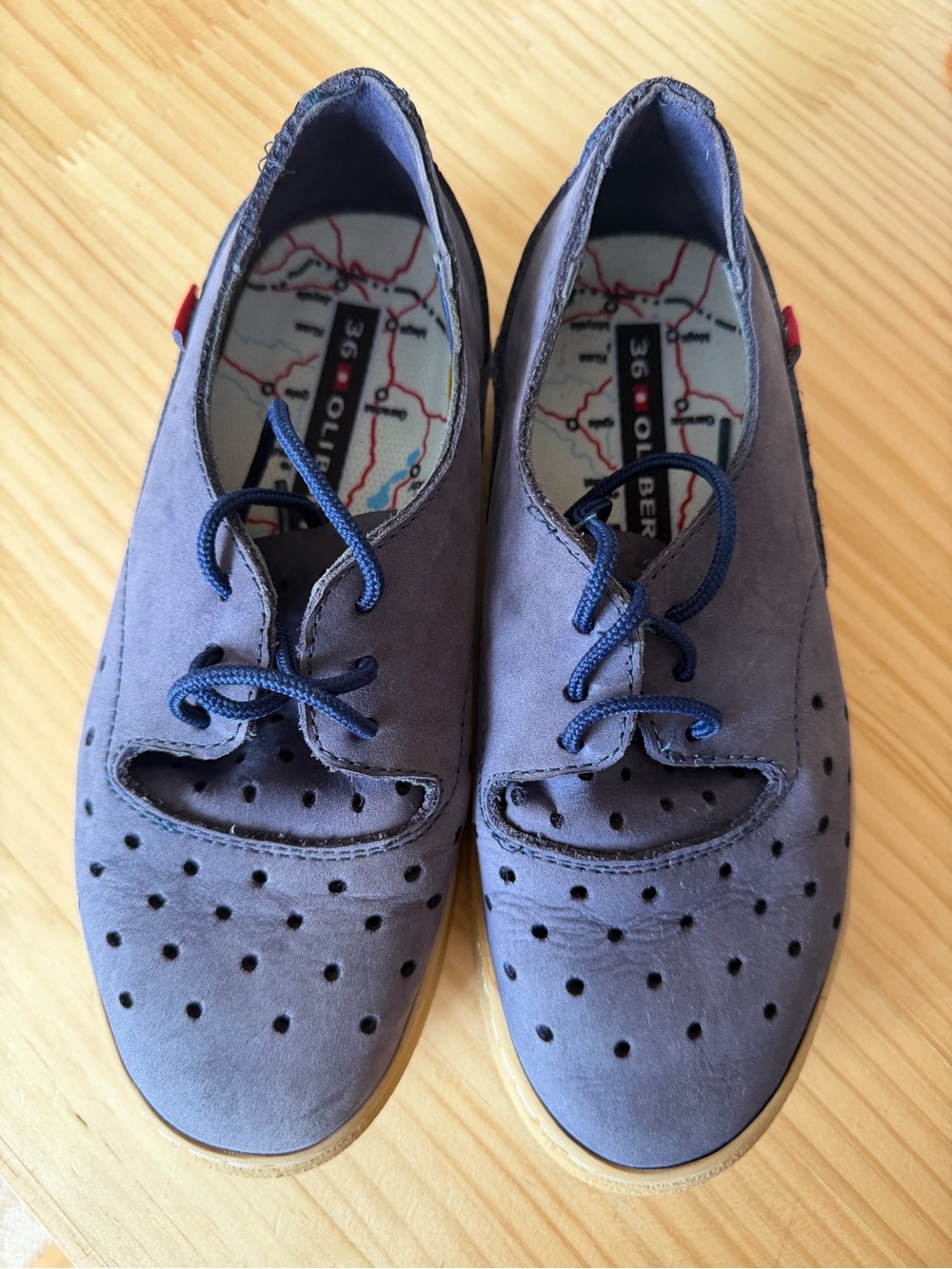 Liberty London Women's Navy Suede Perforated Flats
